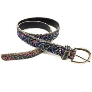 VINTAGE Belt Lace 80s 90s Rainbow Bead Edges Glitter Madonna Paula Abdul Style Southwestern jewelry with free shipping main image 4